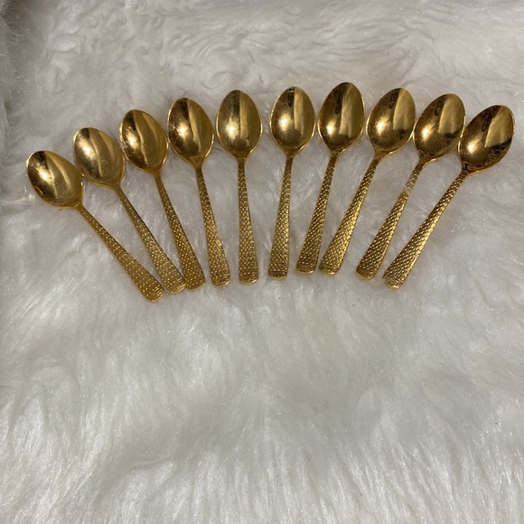 Adcraft Demitasse 10pc Gold Plated Mini Spoons - Picture 8 of 9